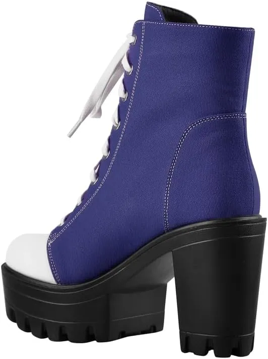 LISHAN Women's Platform Canvas High Heels