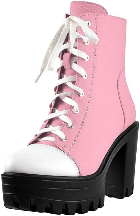 LISHAN Women's Platform Canvas High Heels
