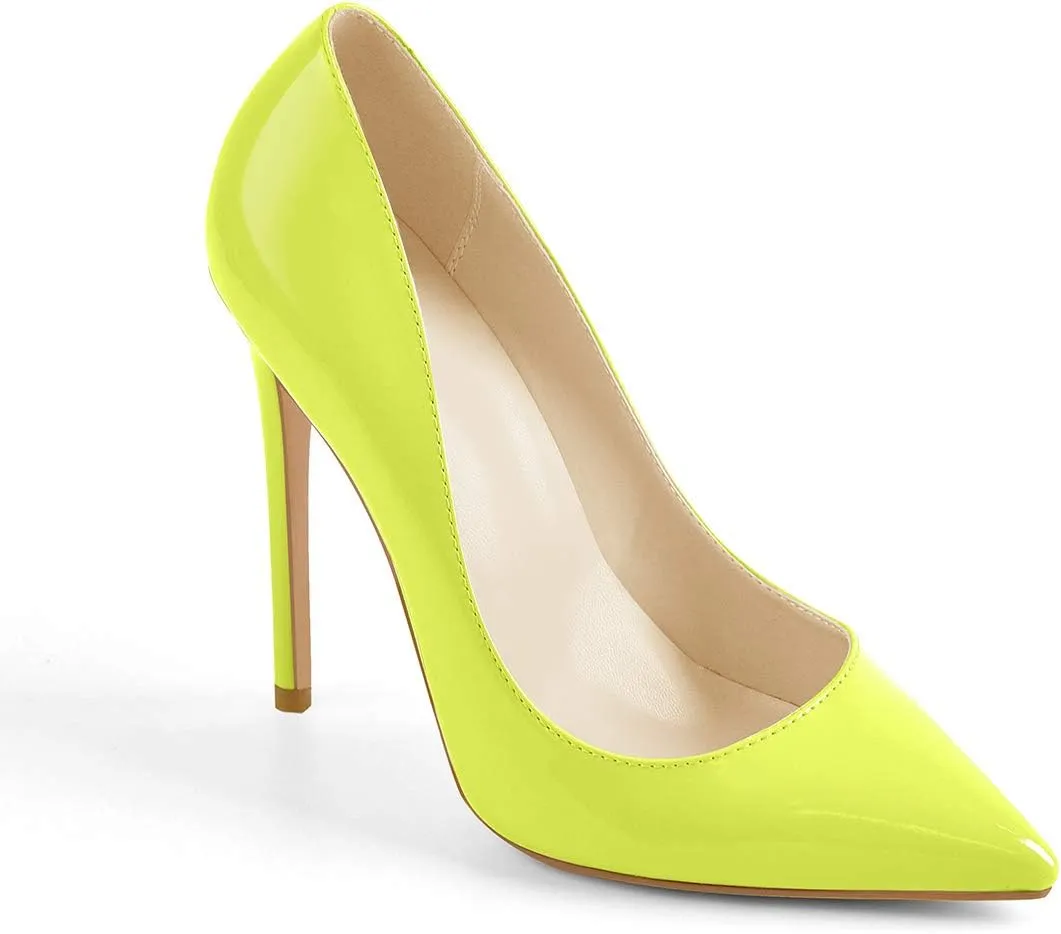 LISHAN Women's Sexy Pointed Toe Stiletto Pumps,Slip On Patent Leather High Heels,Wedding Dress Formal Shoes