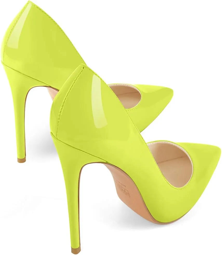 LISHAN Women's Sexy Pointed Toe Stiletto Pumps,Slip On Patent Leather High Heels,Wedding Dress Formal Shoes