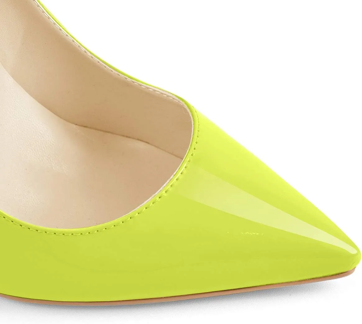 LISHAN Women's Sexy Pointed Toe Stiletto Pumps,Slip On Patent Leather High Heels,Wedding Dress Formal Shoes