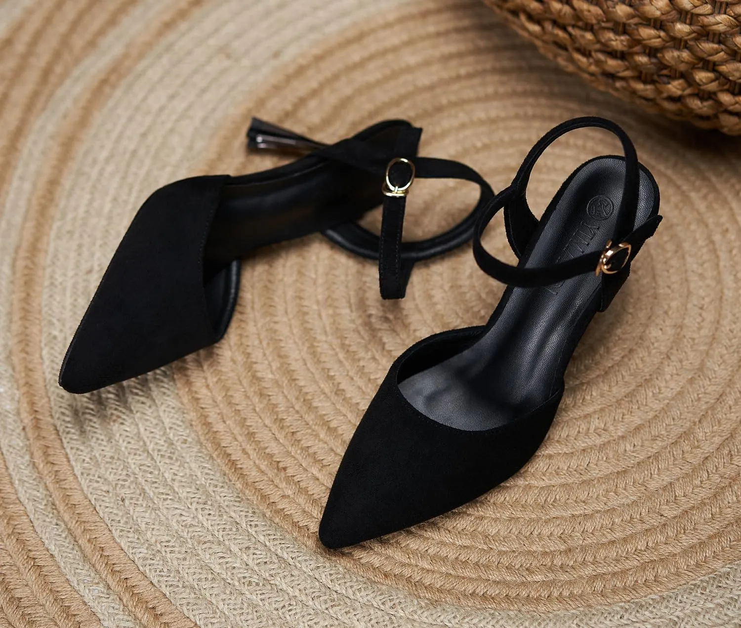 LizFoYa Women’s Suede Leather High Heels Ankle Strap Dress Party Pumps Pointed Toe D'Orsay Shoes