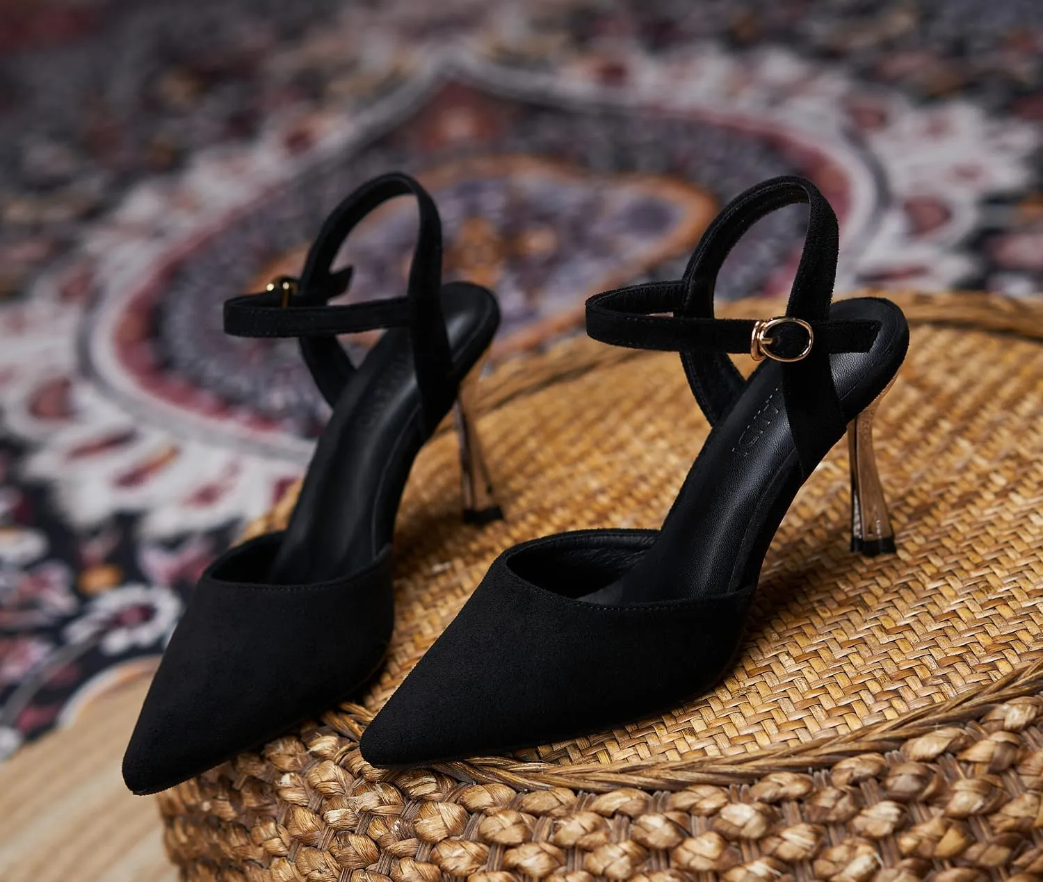 LizFoYa Women’s Suede Leather High Heels Ankle Strap Dress Party Pumps Pointed Toe D'Orsay Shoes