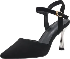 LizFoYa Women’s Suede Leather High Heels Ankle Strap Dress Party Pumps Pointed Toe D'Orsay Shoes