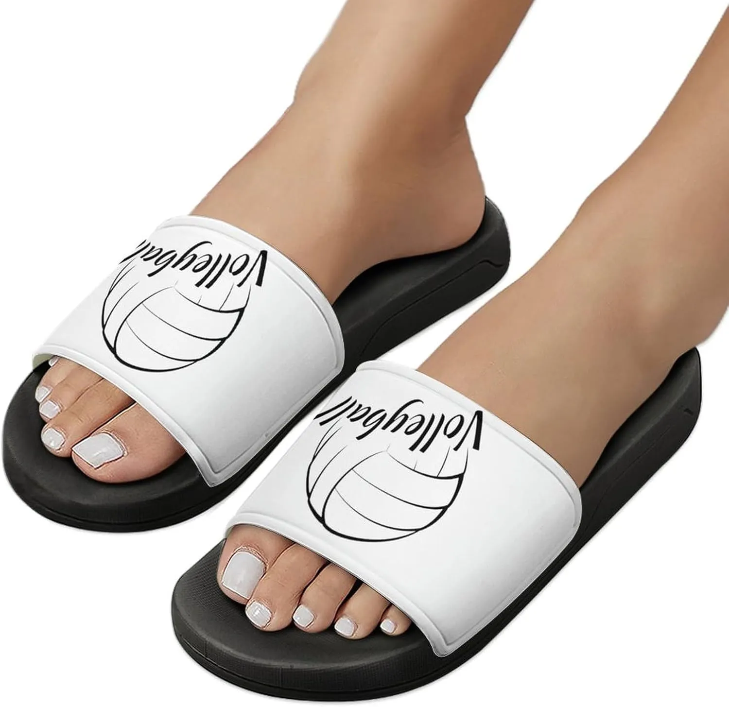Love is Volleyball Funny Slide Sandals Non-Slip PVC Shower Slipper House Shoes Open Toe Slippers for Adult