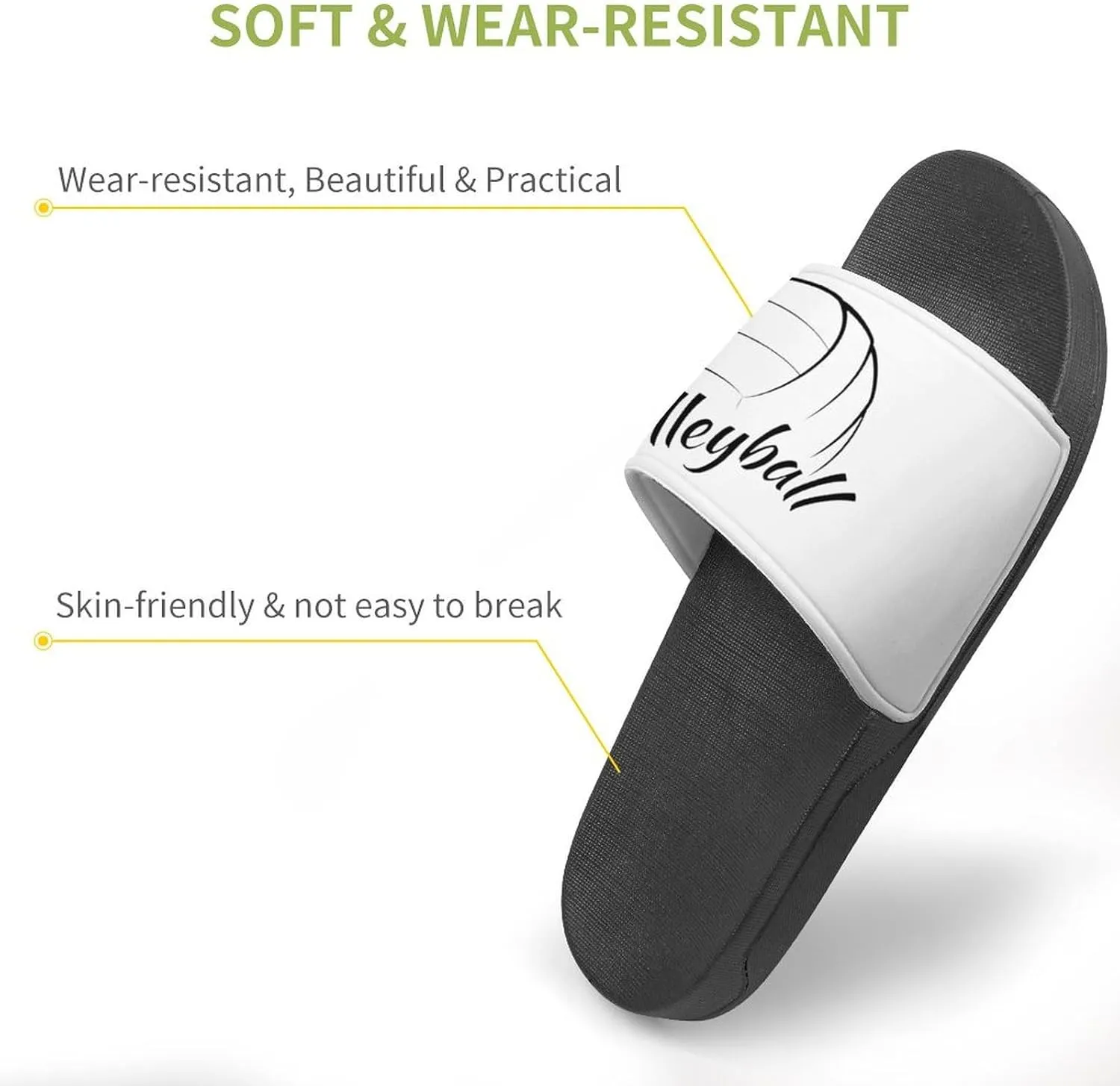 Love is Volleyball Funny Slide Sandals Non-Slip PVC Shower Slipper House Shoes Open Toe Slippers for Adult