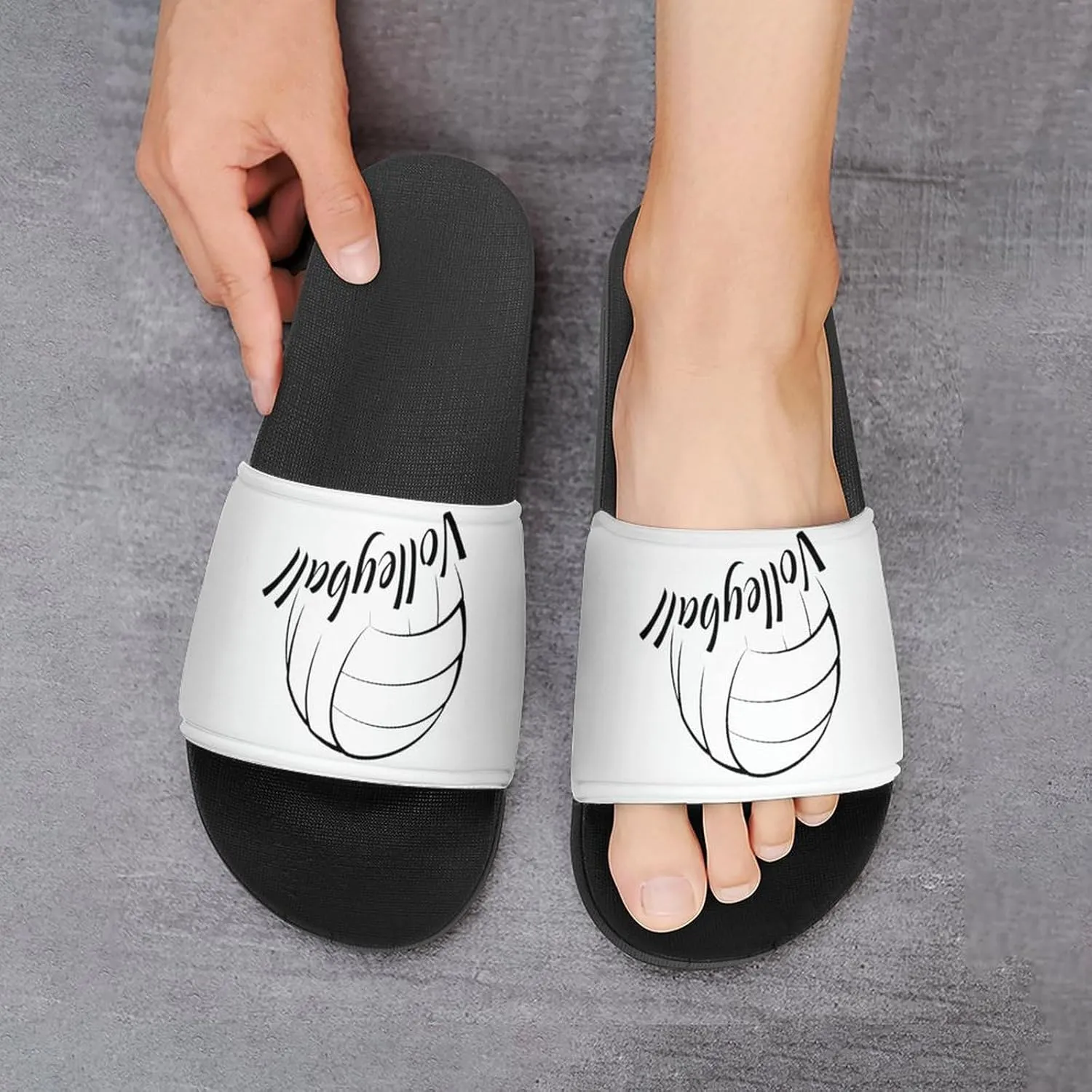 Love is Volleyball Funny Slide Sandals Non-Slip PVC Shower Slipper House Shoes Open Toe Slippers for Adult