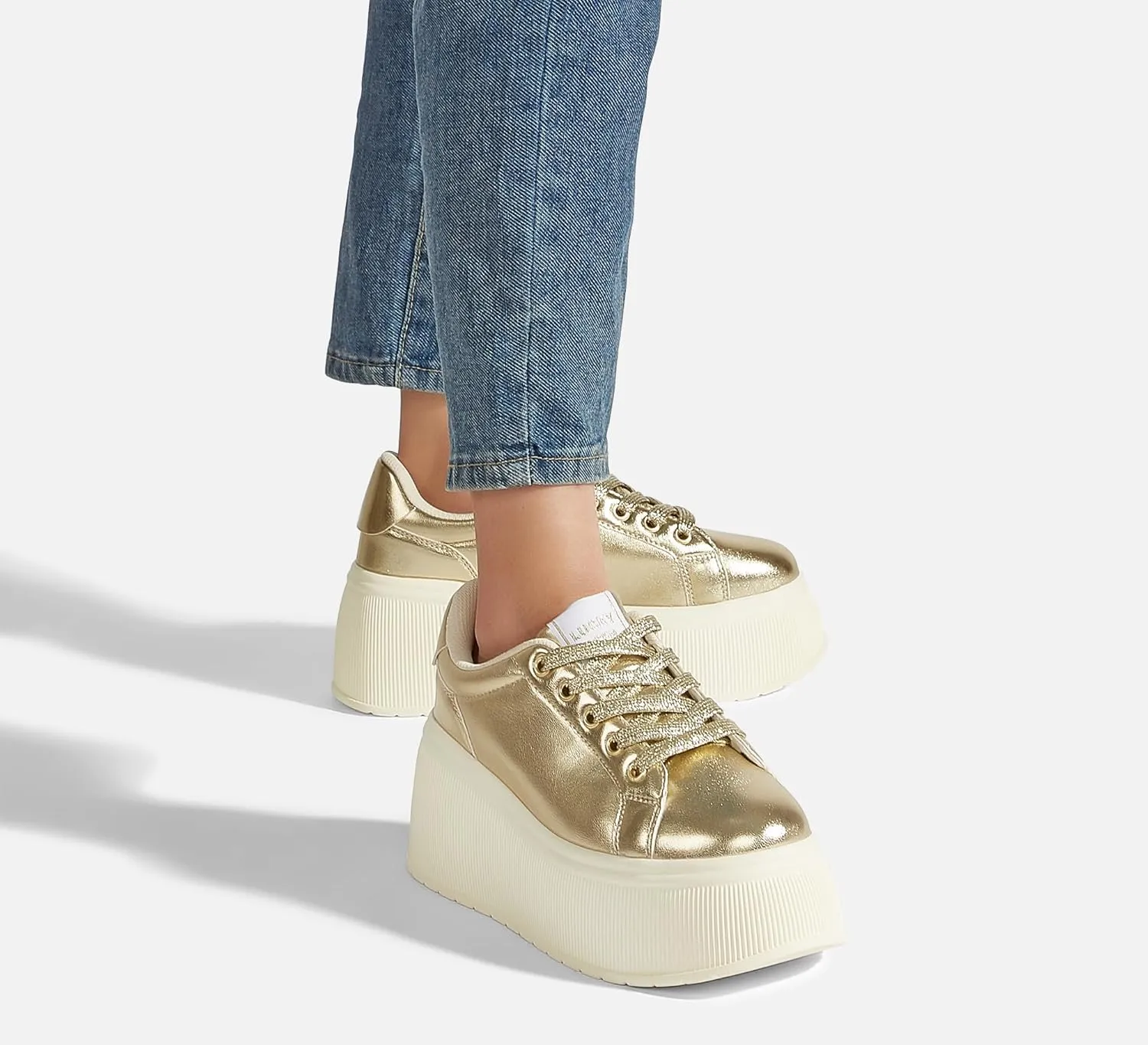 LUCKY STEP Women's Platform Fashion Sneakers Classic Wedge Canvas Casual Low Top Retro Walking Shoes