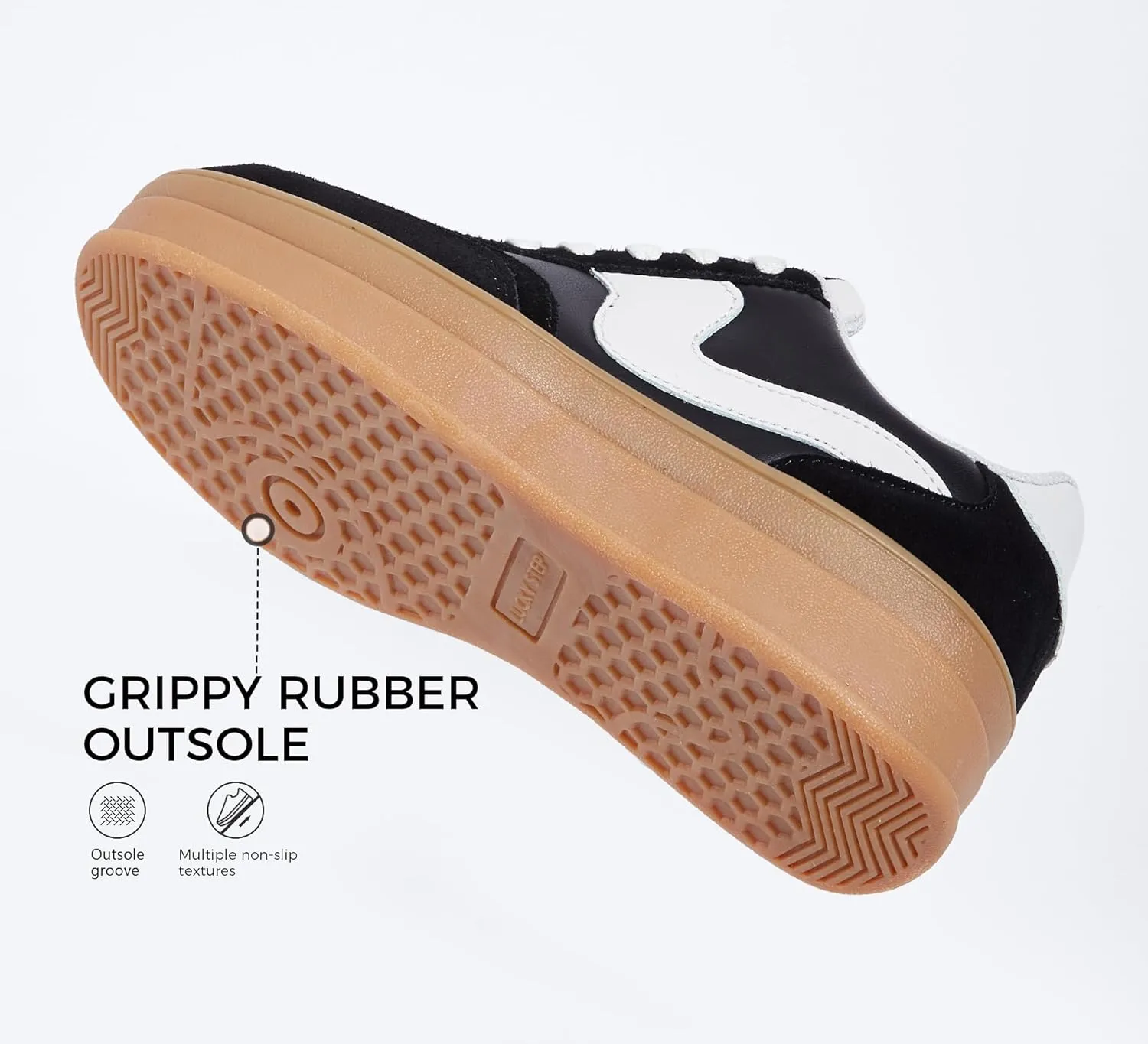 LUCKY STEP Women's Platform Fashion Sneakers Thick Sole Suede Genuine Leather Classic Rubber Gum Sole Low Top Casual Walking Shoes