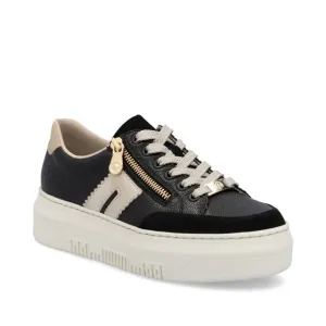 M1912-00 - Black/Gold Platform Sneaker - Rieker