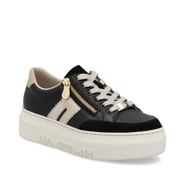 M1912-00 - Black/Gold Platform Sneaker - Rieker