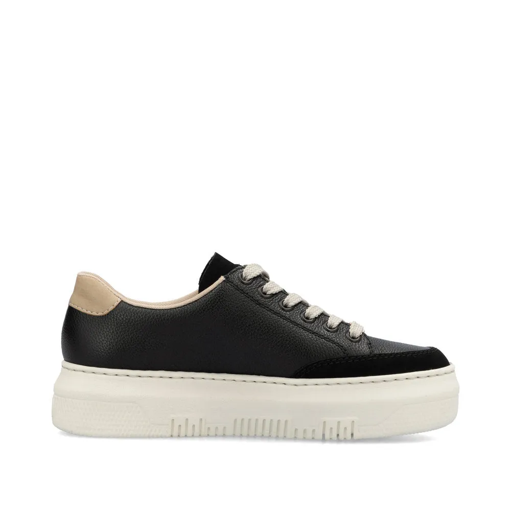 M1912-00 - Black/Gold Platform Sneaker - Rieker