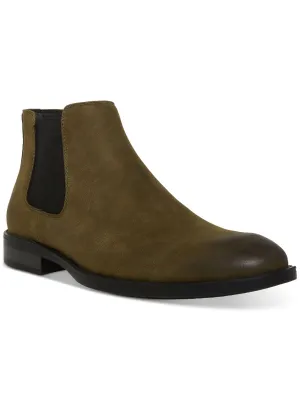 MADDEN Mens Brown Cushioned Goring Maxxin Round Toe Block Heel Chelsea 8