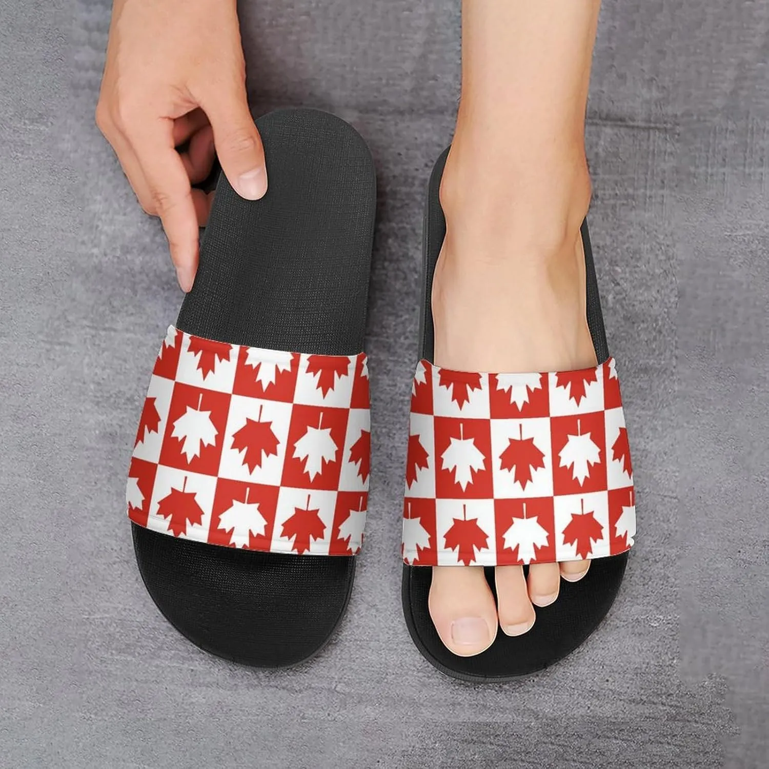Maple Leaf Canada CA Flag Funny Slide Sandals Non-Slip PVC Shower Slipper House Shoes Open Toe Slippers for Adult