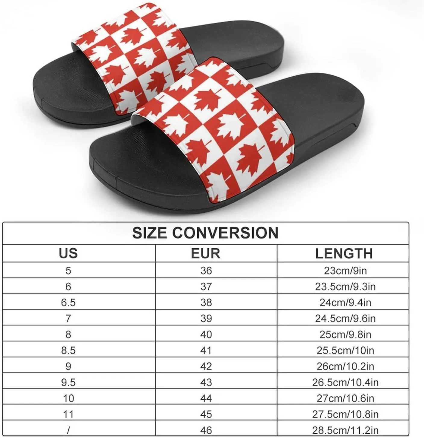 Maple Leaf Canada CA Flag Funny Slide Sandals Non-Slip PVC Shower Slipper House Shoes Open Toe Slippers for Adult
