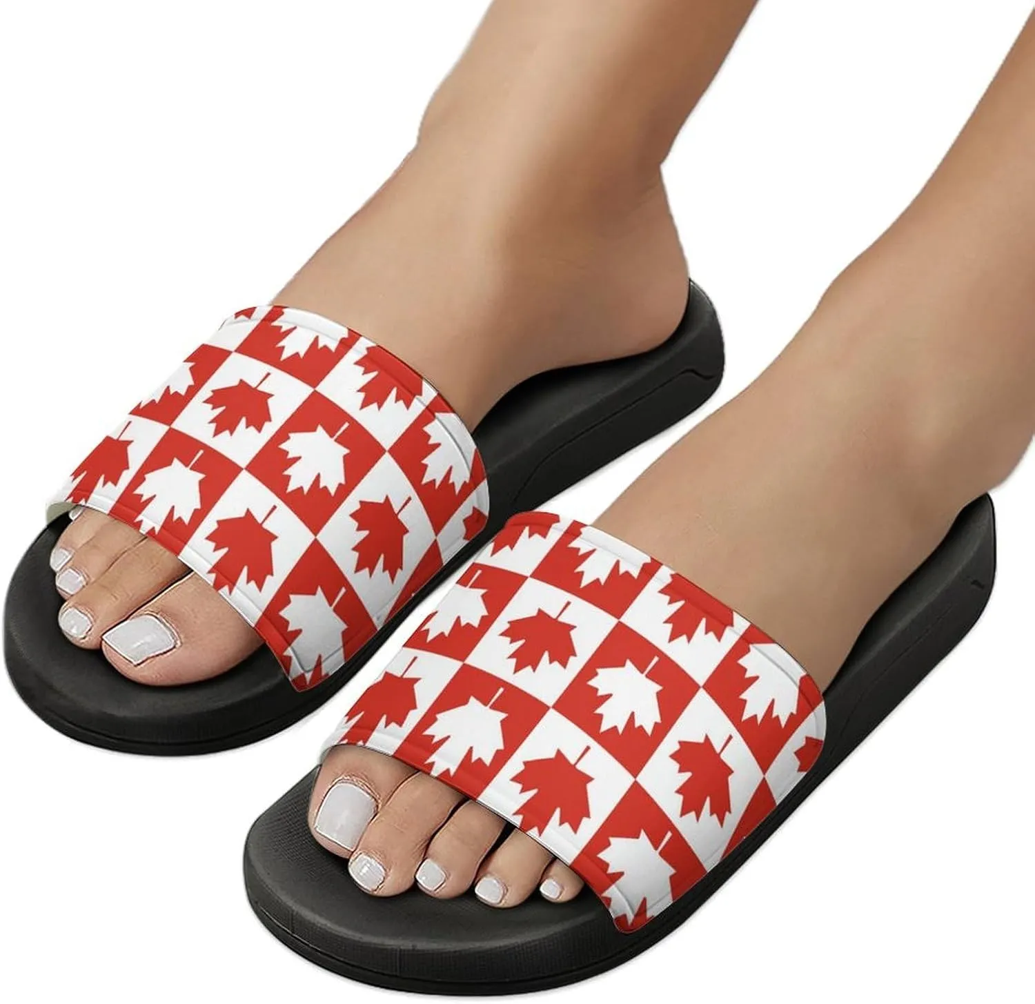 Maple Leaf Canada CA Flag Funny Slide Sandals Non-Slip PVC Shower Slipper House Shoes Open Toe Slippers for Adult
