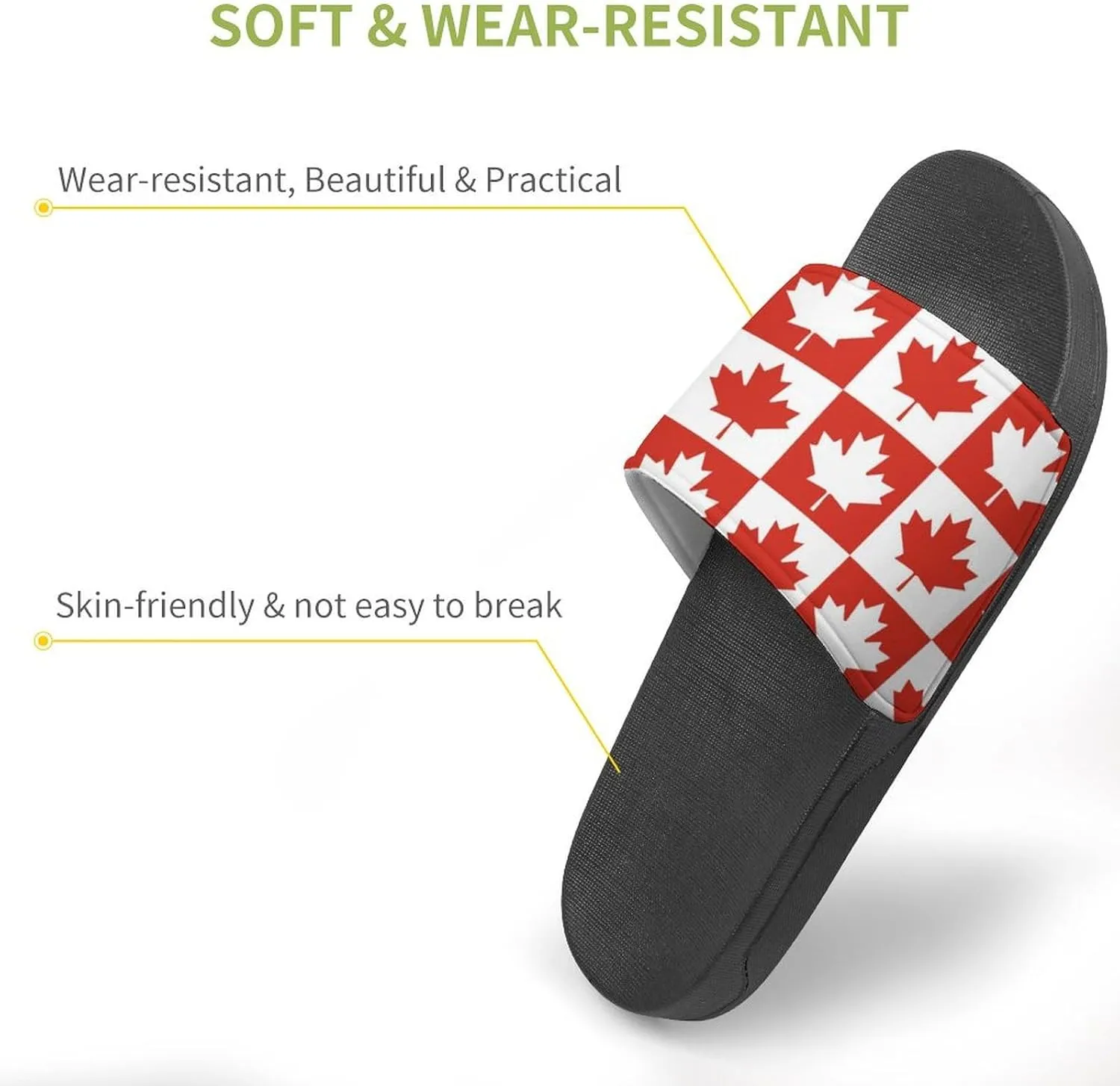 Maple Leaf Canada CA Flag Funny Slide Sandals Non-Slip PVC Shower Slipper House Shoes Open Toe Slippers for Adult