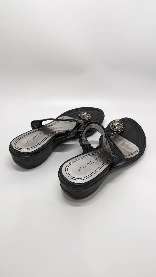 Marc Fisher Black Thong Sandals