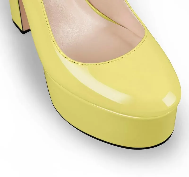 Mary Jane Platform Buckle High Heels, Ankle Strap Round Toe Closed Toe Pumps