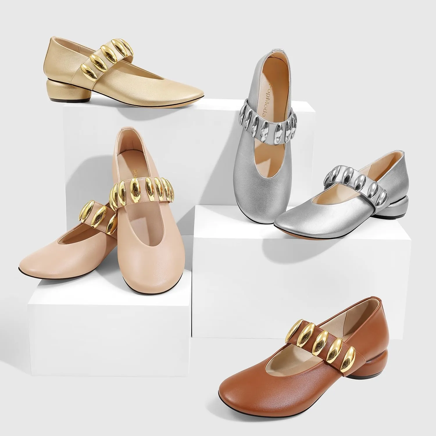 Mary Janes Dress Shoes for Women Heels Pumps Comfortable Closed Round Toe Chunky Low Heels Work Business Shoes