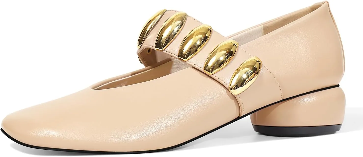 Mary Janes Dress Shoes for Women Heels Pumps Comfortable Closed Round Toe Chunky Low Heels Work Business Shoes