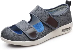 Mei MACLEOD Wide House Slipper Adjustable Strap Edema Shoes for Swollon Feet Diabetic Indoor Outdoor