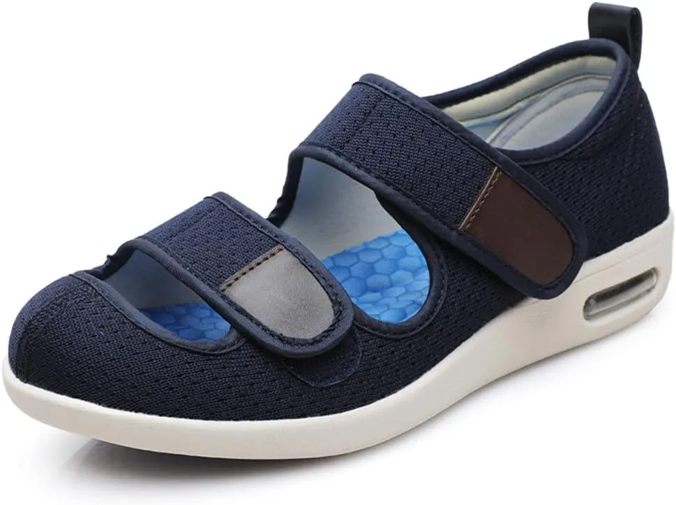 Mei MACLEOD Wide House Slipper Adjustable Strap Edema Shoes for Swollon Feet Diabetic Indoor Outdoor