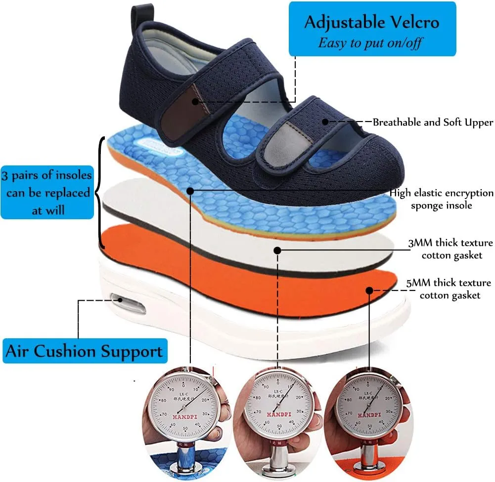Mei MACLEOD Wide House Slipper Adjustable Strap Edema Shoes for Swollon Feet Diabetic Indoor Outdoor