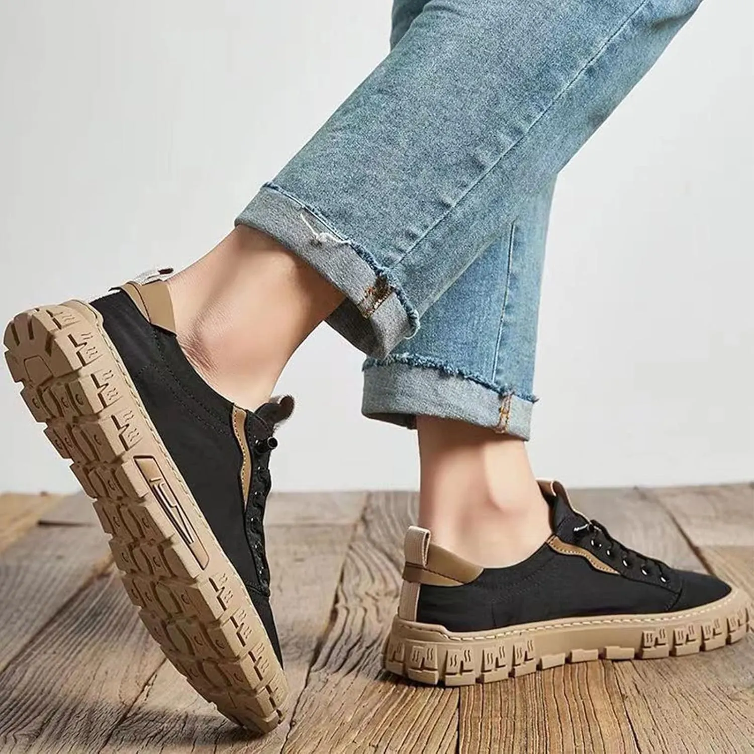 Men's Breathe Canvas Fashion Sneaker,Comfy Height Non-Slip Outdoor Travel Hiking Jogging Skateboarding Shoes