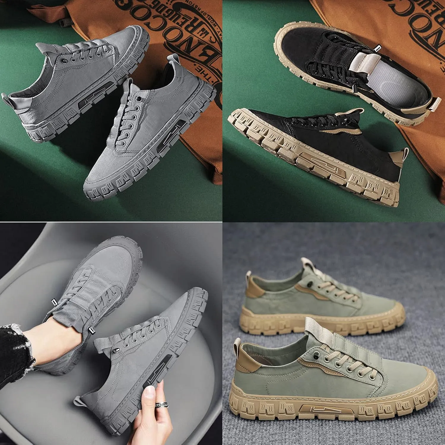 Men's Breathe Canvas Fashion Sneaker,Comfy Height Non-Slip Outdoor Travel Hiking Jogging Skateboarding Shoes