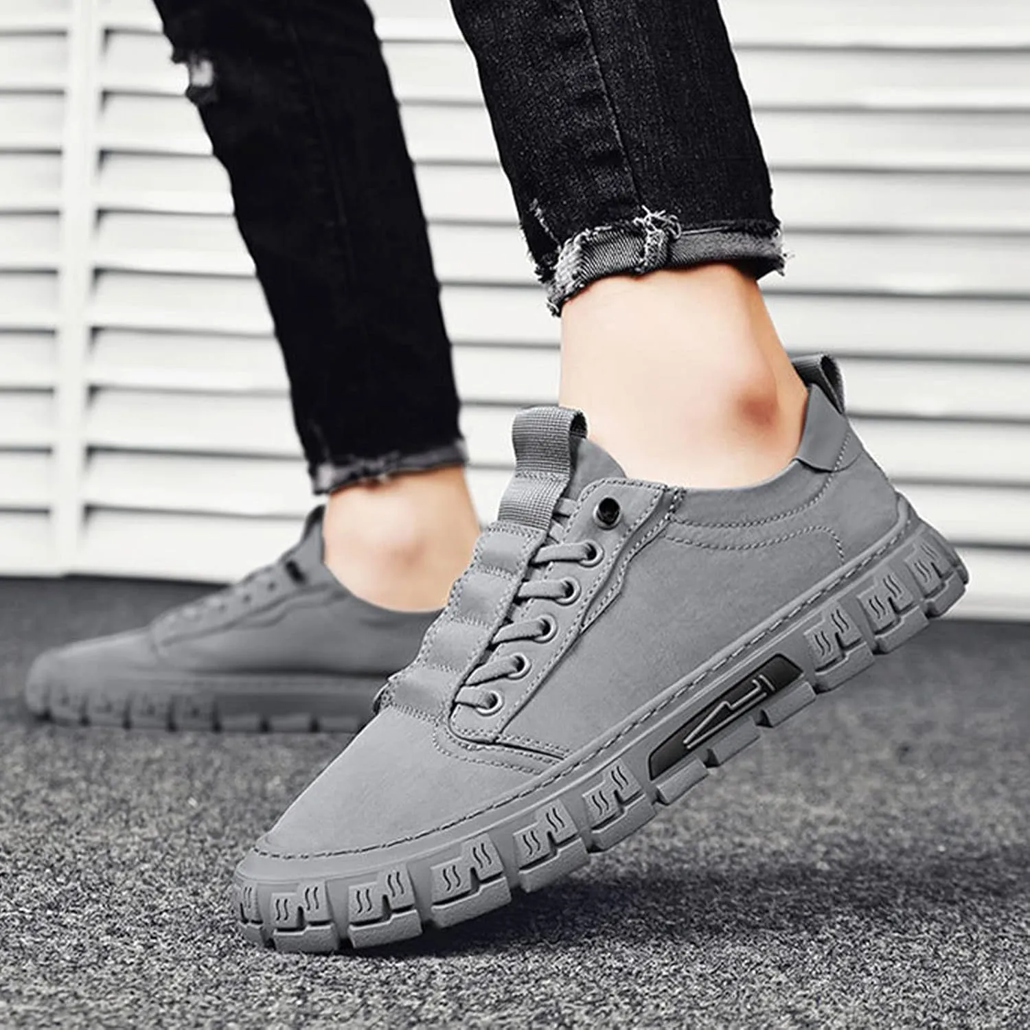 Men's Breathe Canvas Fashion Sneaker,Comfy Height Non-Slip Outdoor Travel Hiking Jogging Skateboarding Shoes