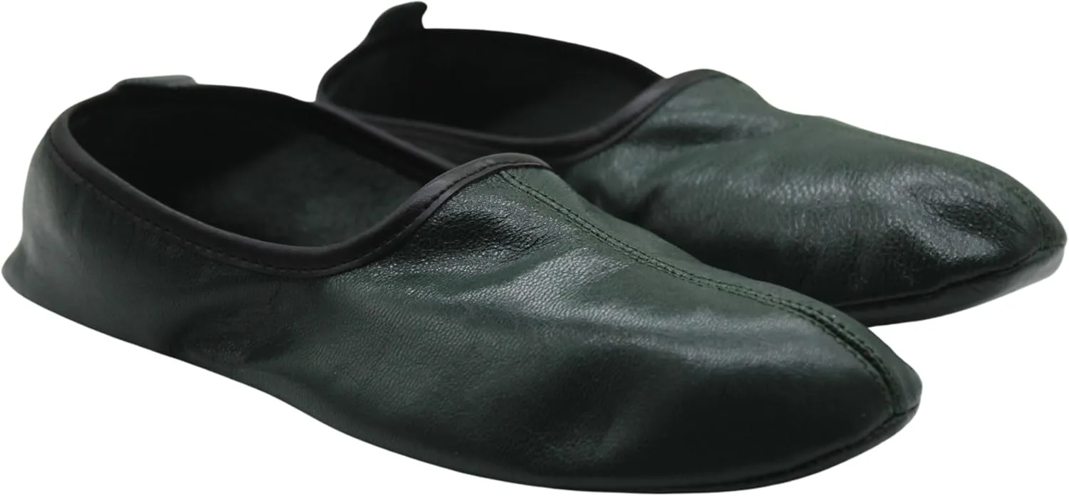 Mens Indoor Leather Slippers Traditional Babouche House Shoes Barefoot Moccasin