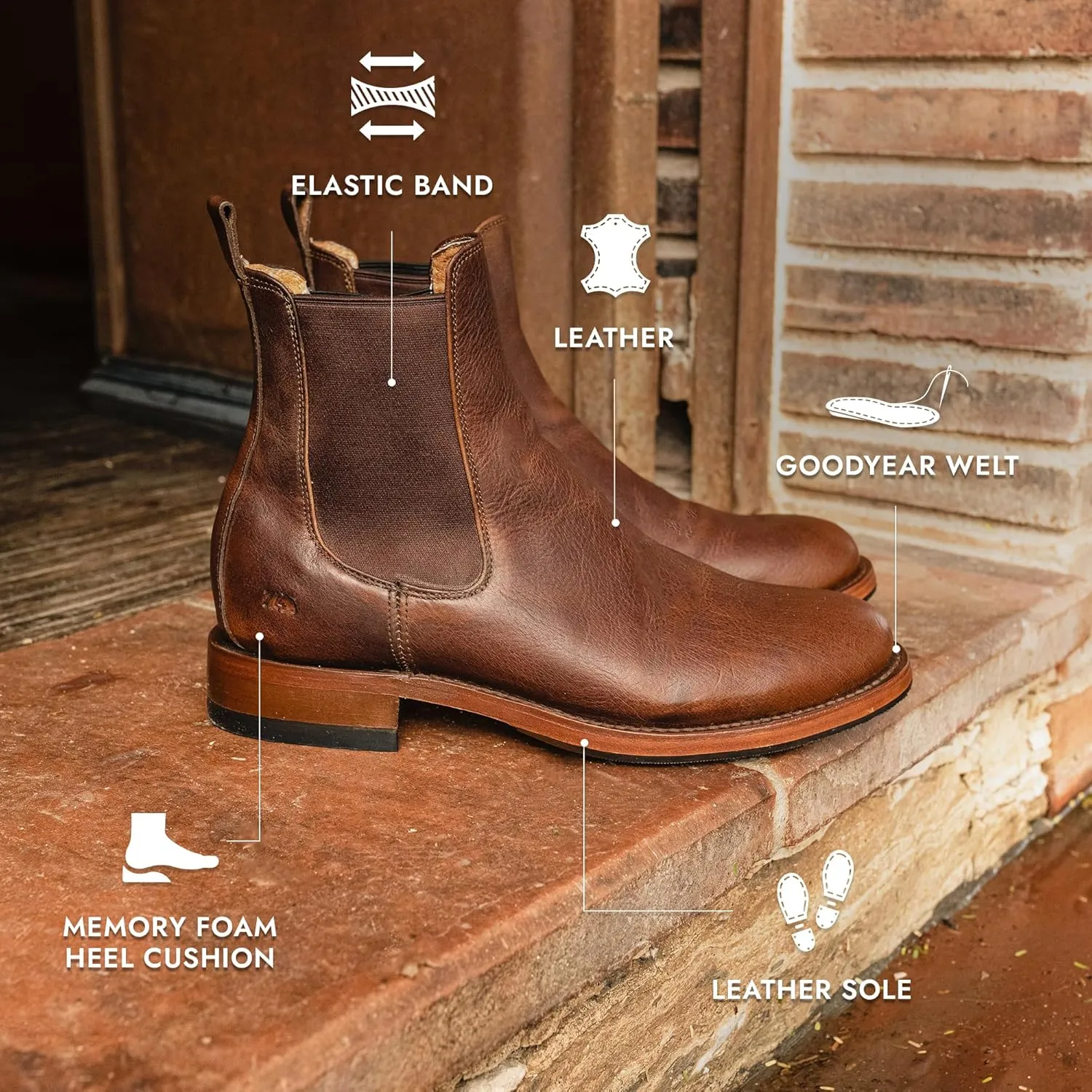 Men's Leather Chelsea Boot with Non-Slip Sole Style 6206