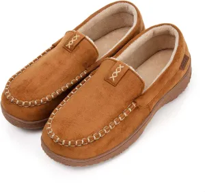 Men's Moccasin House Slippers - Memory Foam Indoor Outdoor Shoes Breathable Slip-on Loafers