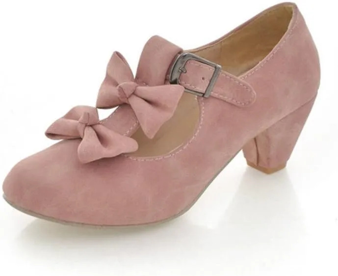 MFairy Woman's Low Heel Vintage Lolita Shoes Cute Bowknot Mary Jane Shoes