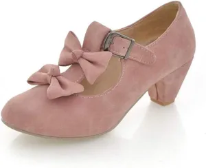 MFairy Woman's Low Heel Vintage Lolita Shoes Cute Bowknot Mary Jane Shoes