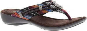 Minnetonka Silverthorne Thong Women's Sandal, 12 E US, Multi-Black-Silver