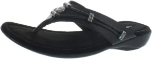 Minnetonka Silverthorne Thong Women's Sandal, 5 C/D US, Black-Black