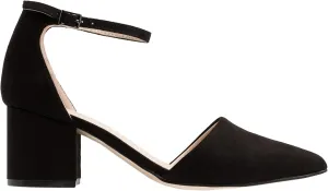 MOOMMO Women Chunky Heel Pumps Ankle Strap D’Orsay Pointed Toe 2 Inch Low Block Heel Sandals Closed Toe Slim Strap Classic Dress Shoes for Work Office Ladies Party Wedding 4-11 M US