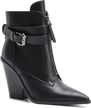 MOOMMO Women Chunky Heel Western Booties Pointed Toe Buckle Strap Crocodile Pattern Front Zipper Ankle Boots Cowboy 4 Inch High Stacked Heel Animal Print Wild Cool Party Club Winter 5-11 M US