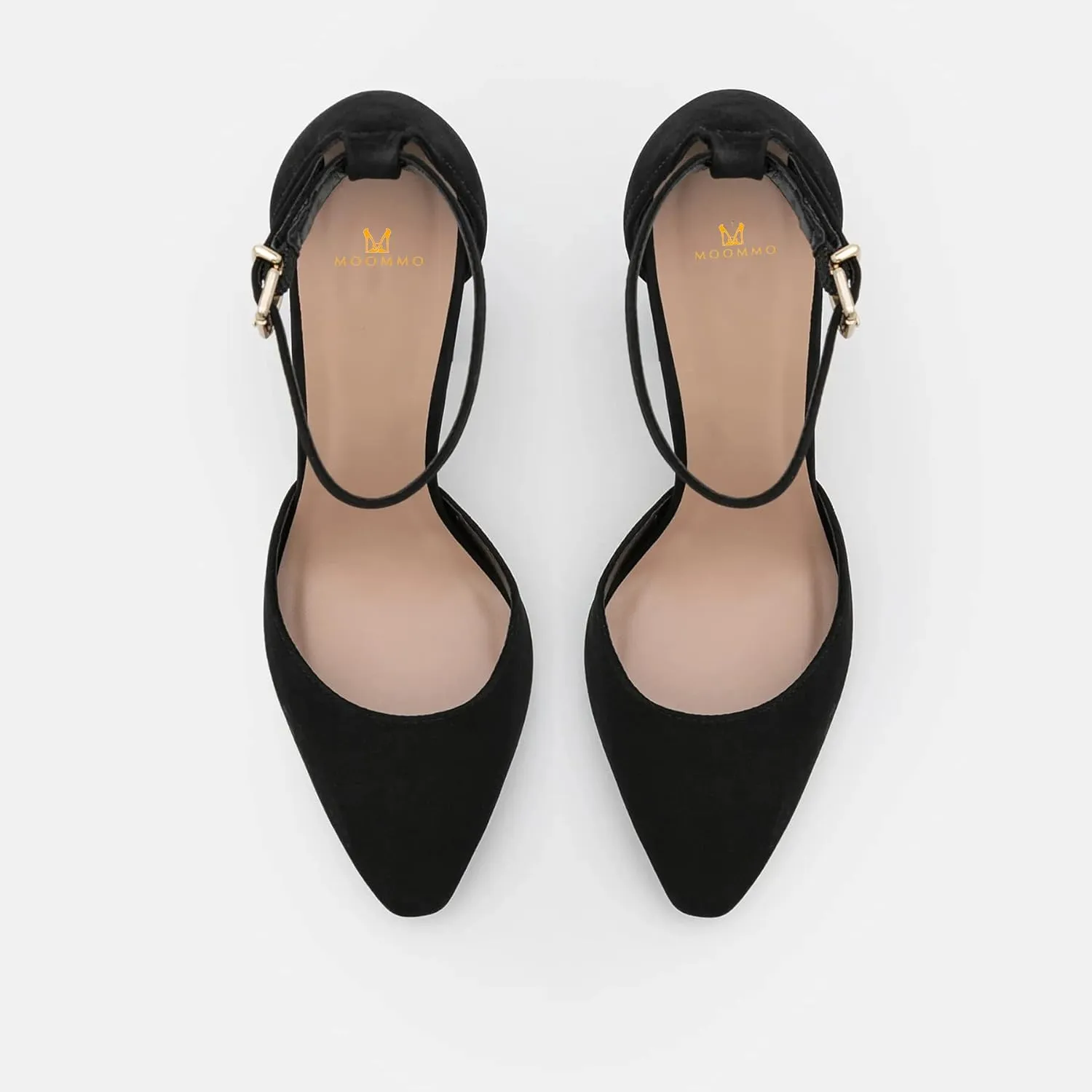 MOOMMO Women Pointed Toe Chunky Pumps Ankle Strap High Heel Summer Sandals 4 Inch Block Heel Crocodile Pattern Closed Toe Buckle Fashion Wedding Office Dress Comfortable Shoes Size 4-13 M US
