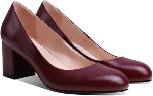 MOOMMO Women's Classic Chunky Block Heel Suede Pumps Round Closed Toe Slip On 2" Low Thick Heels Dress Shoes Matte Patent Leather Spring Fashion Office Work Pump Basic Shoe Elegant Wedding 4-11 M US