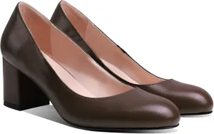 MOOMMO Women's Classic Chunky Block Heel Suede Pumps Round Closed Toe Slip On 2" Low Thick Heels Dress Shoes Matte Patent Leather Spring Fashion Office Work Pump Basic Shoe Elegant Wedding 4-11 M US
