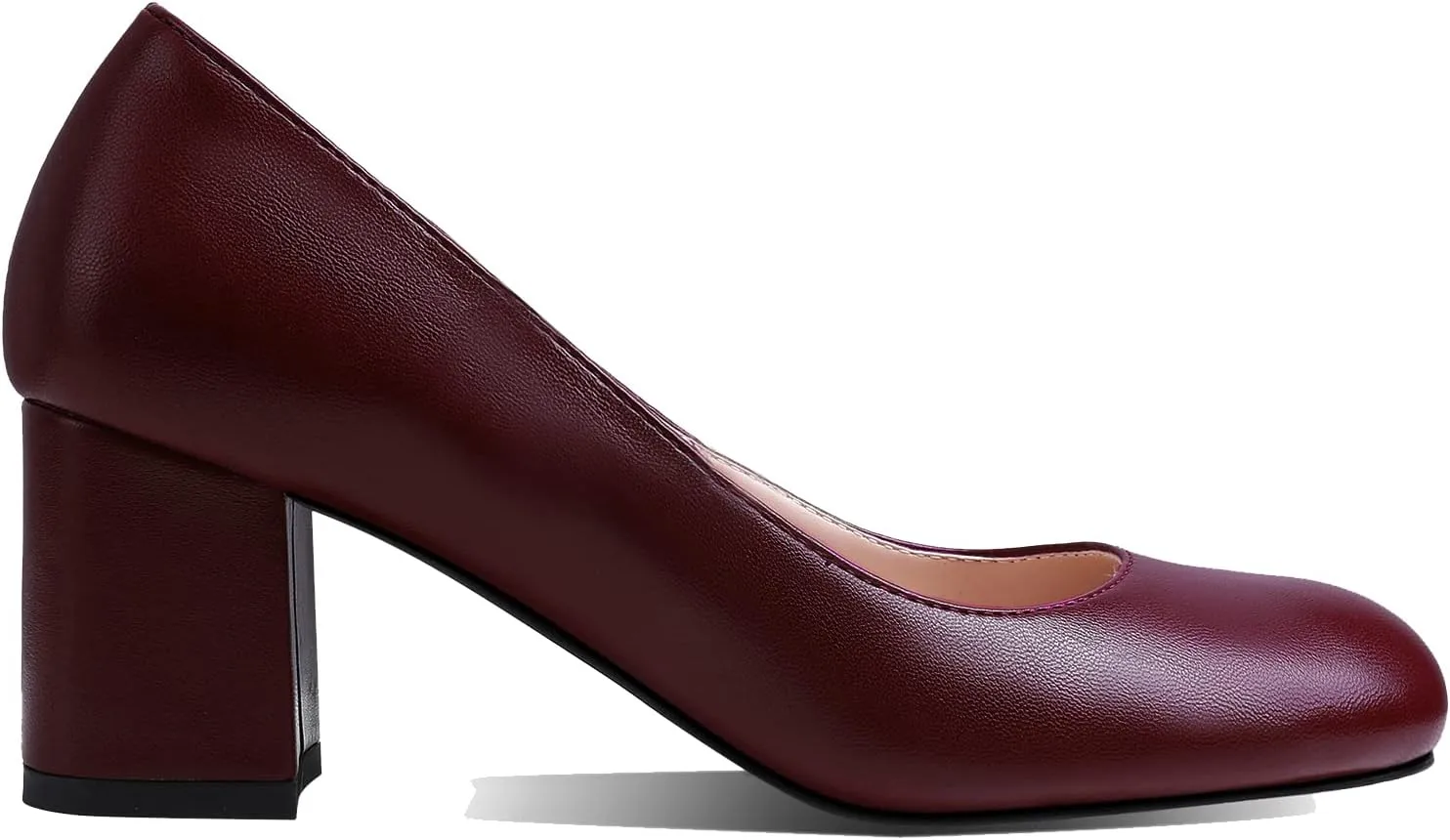 MOOMMO Women's Classic Chunky Block Heel Suede Pumps Round Closed Toe Slip On 2" Low Thick Heels Dress Shoes Matte Patent Leather Spring Fashion Office Work Pump Basic Shoe Elegant Wedding 4-11 M US