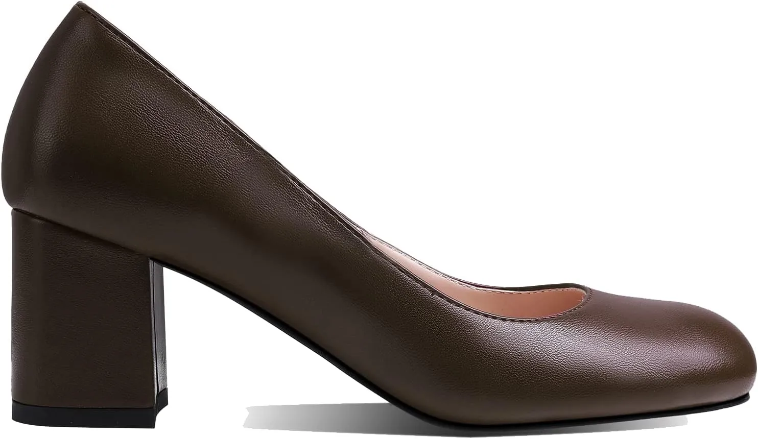 MOOMMO Women's Classic Chunky Block Heel Suede Pumps Round Closed Toe Slip On 2" Low Thick Heels Dress Shoes Matte Patent Leather Spring Fashion Office Work Pump Basic Shoe Elegant Wedding 4-11 M US