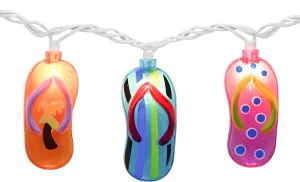 Multicolor Beach Flip Flop String Lights, 8.5Ft Beach Themed Outdoor Party Lights with 10 Multicolor Slipper Lights, Summer Ocean Decorations String Lights for Bedroom Camping Decks Party Lighting