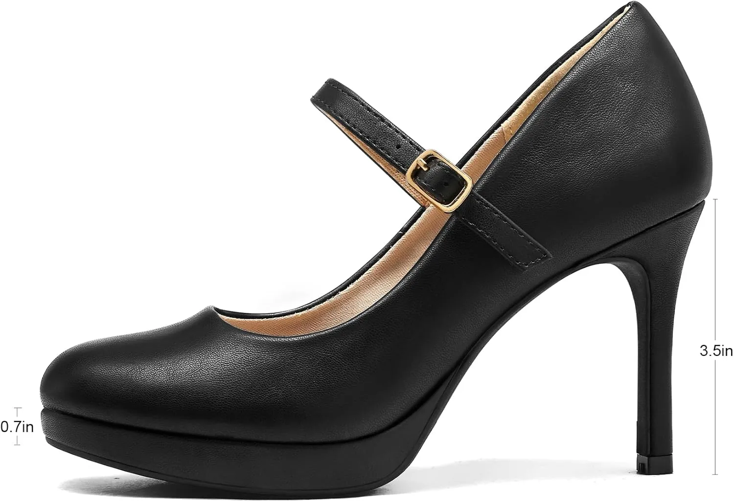 mysoft Women's Pumps Closed Toe Mary Jane Pumps Round Toe Platform High Heel Dress Shoes
