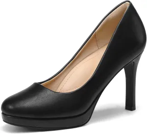mysoft Women's Pumps Closed Toe Mary Jane Pumps Round Toe Platform High Heel Dress Shoes