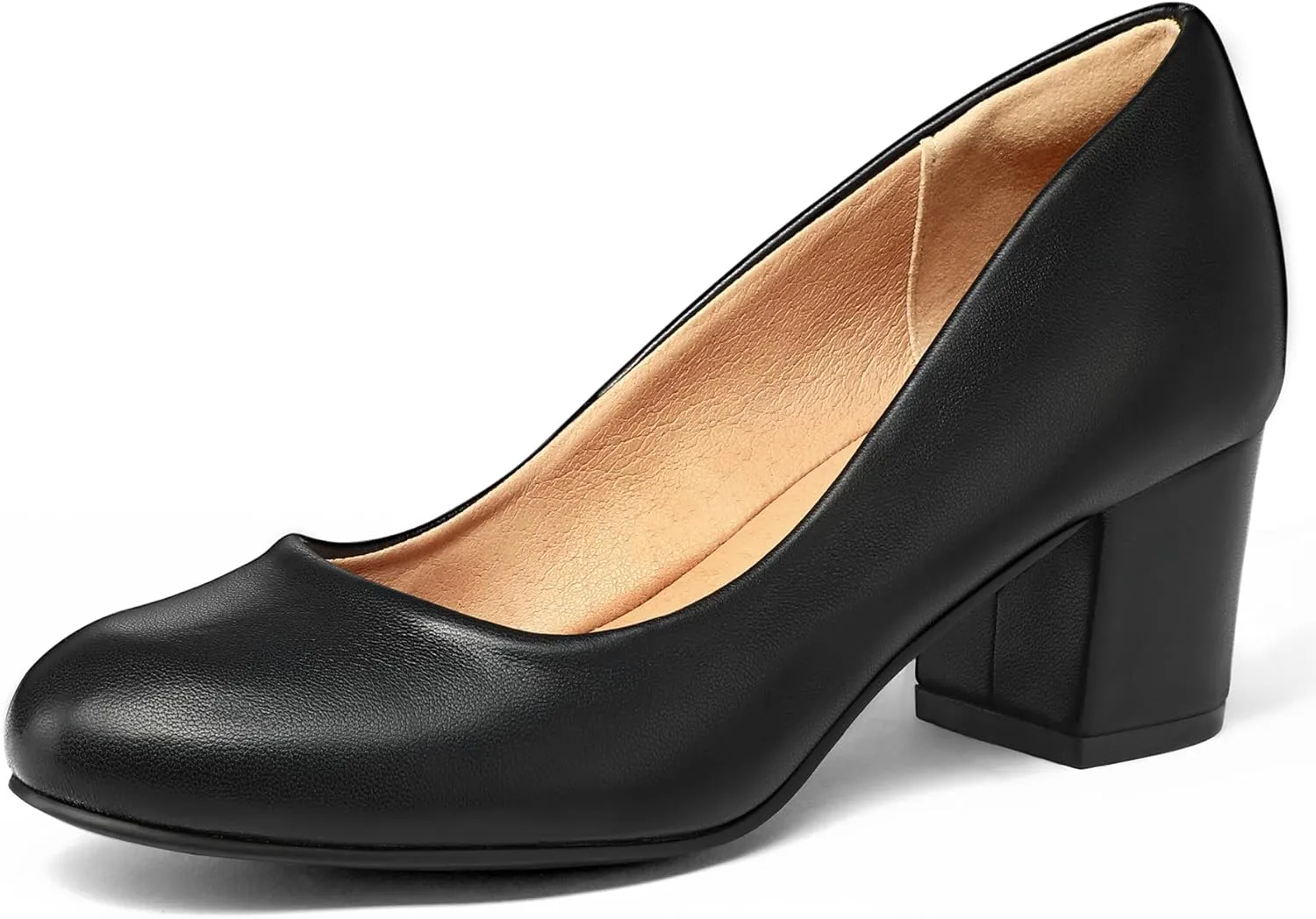 mysoft Women's Pumps Low Chunky Block Heel Round Toe Comfortable Dress Shoes