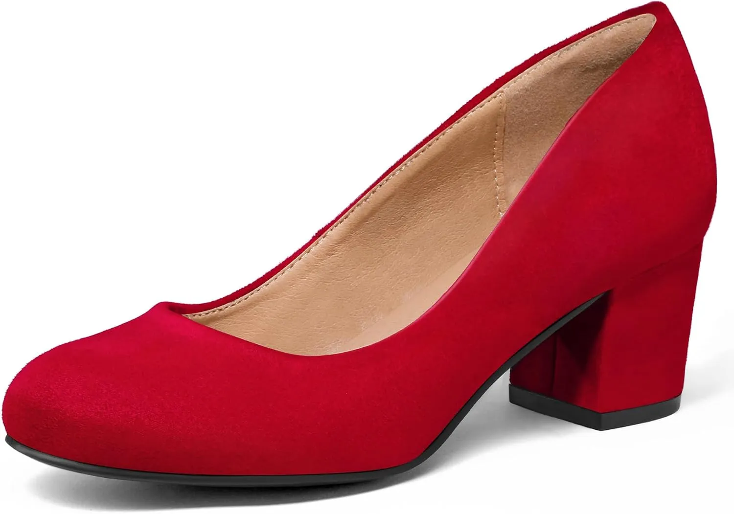 mysoft Women's Pumps Low Chunky Block Heel Round Toe Comfortable Dress Shoes